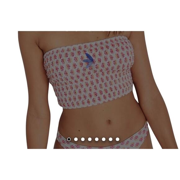 Old Navy Smocked Bandeau Longline Bikini Swim Top Size Small Bottoms Size Large - Picture 2 of 14